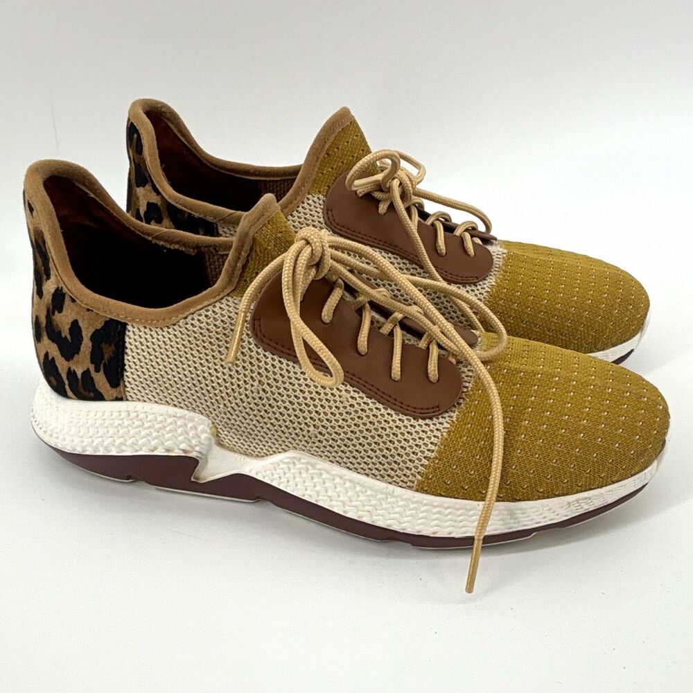 L'Amour Des Pieds Havana Leopard Mesh Textile Lace Up Sneakers Women's 8.5M